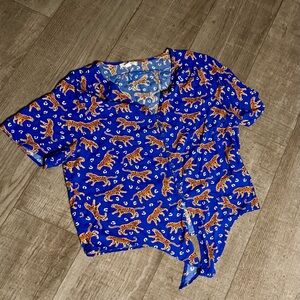 Blue Tiger Print Shirt